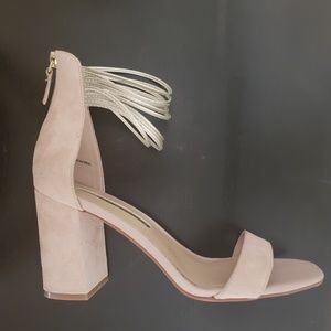 Audrey Brooke-- "Ava" Blush Suede Sandal Heel 9